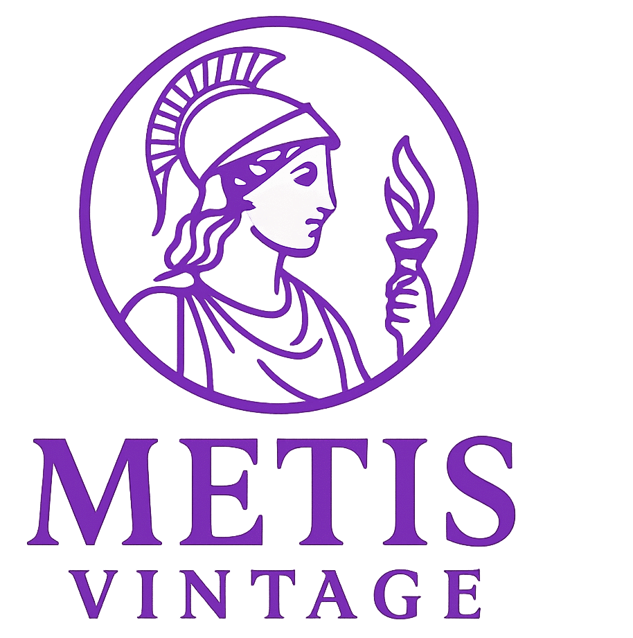 A logo of the goddess Metis holding a torch